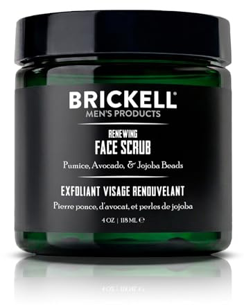 Brickell Men‘s Renewing Face Scrub - Natürliches und organisches Gesichtspeeling für Männer - Porentiefe Gesichtsreinigung mit Jojoba Perlen, Kaffee-Extrakt und Bimsstein - 118 ml - Parfümiert