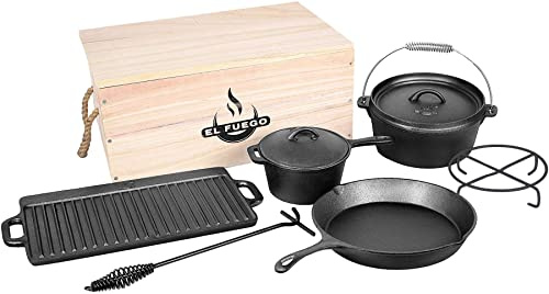 El Fuego Dutch Oven Set 7-teilig, schwarz