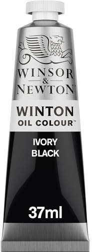 Winsor & Newton 1414331 Winton, feine hochwertige Ölfarbe - 37ml Tube mit gleichmäßiger Konsistenz, Lichtbeständig, hohe Deckkraft, Reich an Farbpigmenten - Elfenbeinschwarz