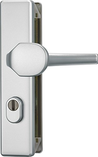 ABUS Tür-Schutzbeschlag KLZS714 mit Zylinderschutz - Eckig, Aluminium | Griffplatte außen, Drücker innen, Stahleinlage - Achsabstand 72 mm, für Türstärken 37-47 mm
