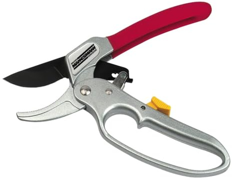 Brüder Mannesmann Gartenschere Bypass-Schere, Aluminium, ergonomischer Griff, leichtes Gartenwerkzeug für präzise Schnitte an Blumen und Ästen, robuste Bypass-Klinge, 1 Stück | M63210