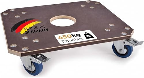 Riggatec Profi Rollbrett - 450 kg Traglast – Profi Dolly mit 2 Feststellbremsen – 60x50x15 cm Transportwagen für Möbel, Maschinen und Werkstatt – Antirutsch-Oberfläche – Made in Germany