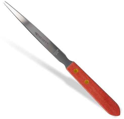 Westcott Brieföffner mit Holzgriff | Premium Brieföffner mit Klinge aus rostfreiem Edelstahl | ergonomischer Holzgriff in Braun | öffnet Briefe leicht und sauber | für Haushalt und Büro | E-29694 00