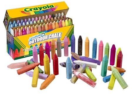 CRAYOLA Kreide für Kinder, Farbenfrohe Straßenkreide Box Mit 64 Stück für Strassen und Pflastersteine, Waschbare Malkreide für Straße, ab 4 Jahren