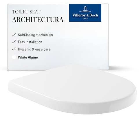 Villeroy & Boch WC-Sitz Architectura - Toilettendeckel Weiß glänzend mit Absenkautomatik - Abnehmbarer, bruchsicherer Toilettensitz aus Duroplast - Klodeckel D-Form - Original Ersatzteil