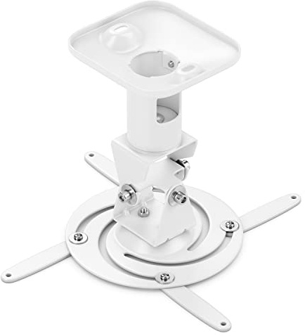 deleyCON Universal Beamer Projektor Deckenhalterung +-25° Neigbar - 360° Schwenkbar - bis 15Kg - Deckenabstand 215mm - Kabelführung - Weiß