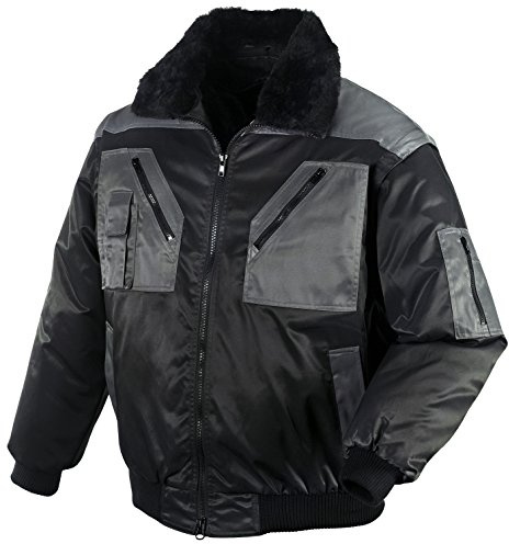 securesse Pilotenjacke 4 in 1-Funktion warme Winterjacke Arbeitsjacke Outdoorjacke, schwarz anthrazit, Größe XL