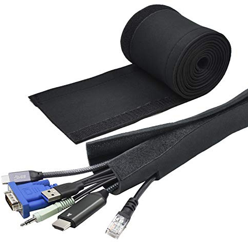 Kabelschlauch Kabelkanal 200cm YOSH DIY Klettverschluss Neopren Kabelhalter Schreibtisch Kabel Organizer Flexibler Kabelhülle für TV Computer Audio. versteckt, bündelt, schützt