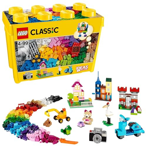 LEGO Classic Große Bausteine-Box, Konstruktionsspielzeug für Mädchen und Jungen mit Aufbewahrungsbox, enthält Bunte Steine, Reifen, Türen, etc. in 33 Farben, Geschenk für Kinder ab 4 Jahren 10698
