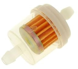 Benzinfilter universal 6mm Papierfilter kompatibel mit BAOTIAN BT49QT-12A1 | Rundes Design, oranges Papier-Filterelement, große Benzinkammer, Fließrichtungspfeil; kompatibel mit KINROAD XT50QT-6B 4T AC