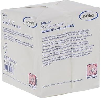 Maimed 100 Stück Vlies Kompressen VK unsteril 10 cm x 10 cm