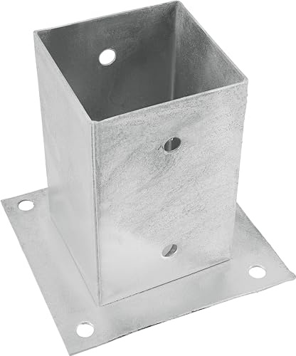 Connex Pfostenträger - 91 x 91 x 150 mm - chromfarbig - feuerverzinkt - zum Aufschrauben - Bohrung 10,5 mm / Aufschraubhülse / Pfostenschuh / HV4274