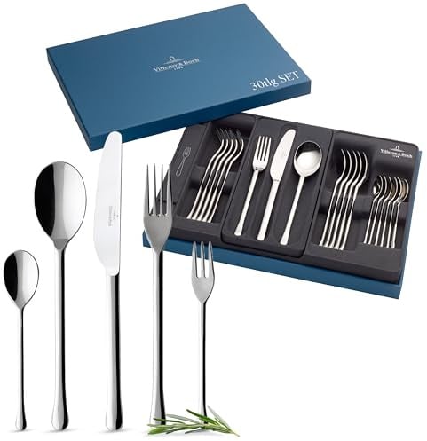 Villeroy & Boch - Udine Besteckset 30-teilig Silber, Spülmaschinenfest | Besteck Set für 6 Personen, Besteckset Platin, Besteck, Edelstahl
