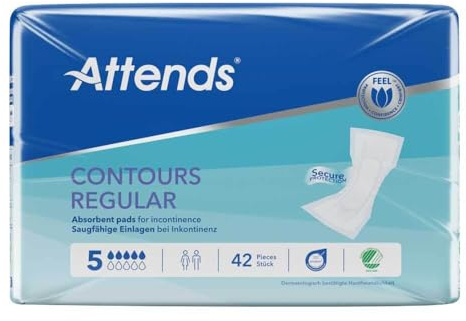 Attends, Regular 5 Inkontinenzeinlage von Contours, Regulär 5, Weiß, 42 Stück, 205228