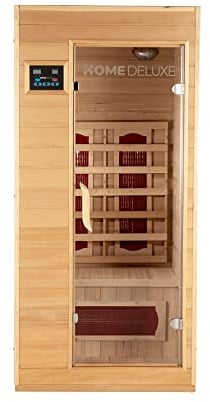Home Deluxe – Infrarotkabine REDSUN S - 90 x 90 x 190 cm - für 1 Person, 4 Infrarotstrahler, Holz: Hemlocktanne I Infrarotsauna, Sauna, Wärmekabine, Infrarot