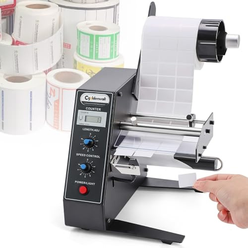 CGOLDENWALL Automatischer Etikettenspender mit Automatischer Zählung von 0-999999, Geschwindigkeit und Länge Einstellbarer Etikettenablöser, Breite 4-140MM, Länge 3-150MM, Etikettenausgabegerät