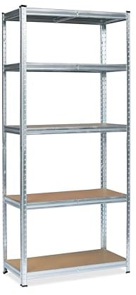 Grafner Schwerlastregal mit 5 Böden aus MDF, maximale Belastung 375 kg, abgerundete Ecken, 75x30x172 cm, Steckregal, Lagerregal Kellerregal