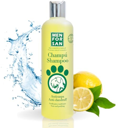 MENFORSAN Anti-Schuppen-Shampoo für Hunde | Bekämpft Schuppen und Hautschuppung | Zitrone | Weiches und glänzendes Fell | Reinigende und tonisierende Wirkung | 300 ml