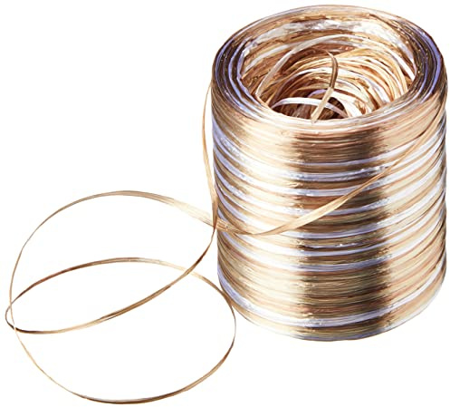 PRÄSENT RAFFIA PEARL-Multicolour Bastband braun / gold / silber, 50 m metallic Dekoband für Präsente, zum Verzieren & Basteln, Geschenkband für feierliche Anlässe