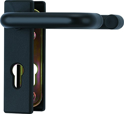 ABUS Beschlag KFG für Feuerschutztüren - mit beidseitigem Drücker - kurzes, kantiges Abdeckschild - 21523 - Schwarz