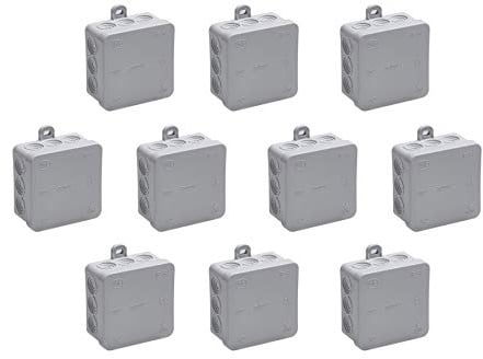 Meister Abzweigkasten Aufputz - 85 x 85 x 37 mm - 10 Stück - 12 Kabeleinführungen - Spritzwassergeschützt - Geeignet für Feuchträume und Außenbereich, Aufputzdose, Feuchtraumdose, 7463040