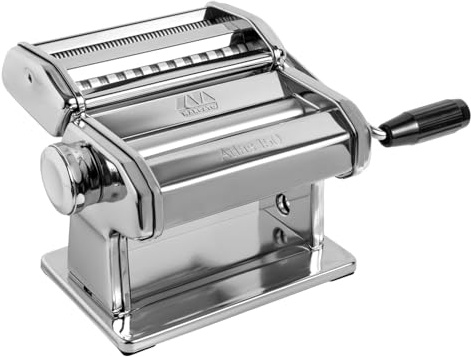 Marcato Nudelmaschine, Atlas 150, Nudelhersteller, Frische Pasta, Lasagne, Fettuccine, Tagliolini, Verchromter Stahl, Kompatibel mit 11 Extra-Formaten