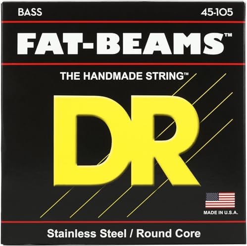 DR Strings Fat-Beam FB-45 – E-Bass Medium 45-105 | Edelstahl, Kraeftige Mitten, Satter Bass, Flexibles Spielgefuehl, Made in USA