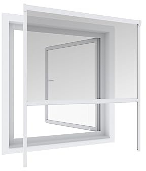 Windhager Insektenschutz Plus Rollo Fenster, Fliegengitter, Mosquitoschutz, Insektenschutzrollo aus Aluminium, individuell kürzbar, 100 x 160 cm, weiß, 04320