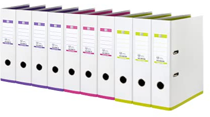 Oxford Ordner A4, myColour, 8 cm breit, zweifarbig weiß sortiert, 10 Stück