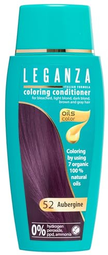 Leganza Natürliches Balsam Haarfärbemittel Farbe 52 Aubergine | Ammoniakfreies Haarfärbemittel | Angereichert mit 7 Natürlichen Ölen | 150 ml
