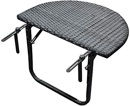 DEGAMO Balkonhängetisch 60x40cm, Metall + Polyrattan schwarz