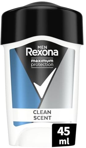 Rexona Men Maximum Protection Anti Transpirant Deo Creme Clean Scent Deodorant mit 96 Stunden Schutz gegen starkes Schwitzen und Geruch mit 3x Schutz bei Stress, Hitze & Bewegung 45 ml