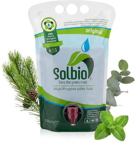 Solbio Original Sanitärflüssigkeit für Campingtoilette 1,6l 100% Bio & Vegan - Biologisch abbaubarer Sanitärzusatz mit Duft von Eukalyptus, Kiefer und Minze