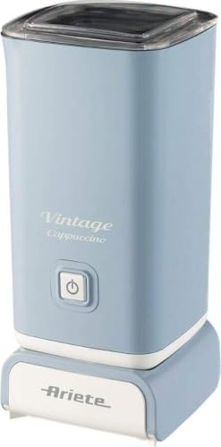Ariete Vintage Cappucino 2878, Retro Elektrischer Milchaufschäumer im Retro-Stil für Cappuccino & Heiße Schokolade, Milchschaum für Cappuccino in 2 Minuten, 250ml Fassungsvermögen, 500W, Blau