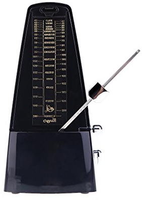 Mechanisches Metronom Pyramide mit Plexiglasdeckel, Pendel mit einem lauten, klaren Klick, Mit Glocke Traditional Black