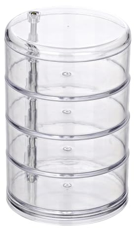 WENKO Kosmetik Organizer Tower, Aufbewahrung für Make-up und Haarschmuck, 4 Fächer, Acryl, Transparent