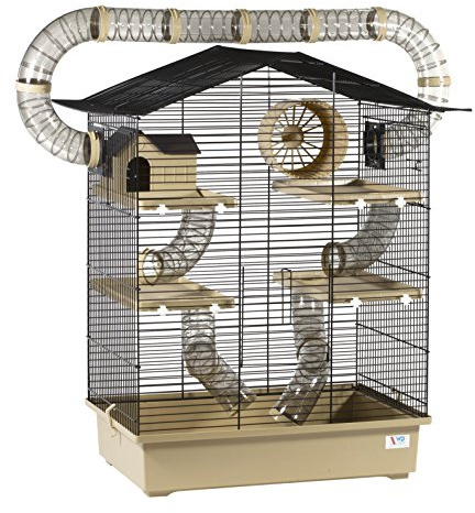 XXL Diamant Hamsterkäfig 5 Etagen 3 Leitern großes Röhrensystem Beige Außenröhren mehrere Türen viel Zubehör