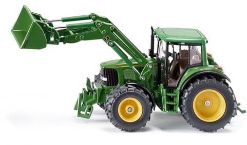 Siku 3652, John Deere Traktor mit Frontlader, 1:32, Metall/Kunststoff, Grün, Beweglicher Frontlader, Abnehmbare Fahrerkabine