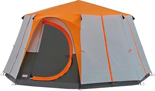 Coleman Zelt Octagon 8 Orange | Großes Familienzelt für Camping & Festival, Wasserdicht | 8 Personen
