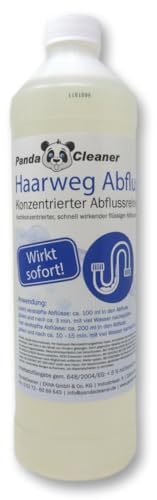PandaCleaner Haar-Weg Abflussreiniger - Entfernt Hartnäckigste Verstopfungen - Hochkonzentrierter Rohrreiniger - Abflussfrei (1000ml)