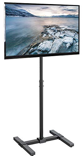 VIVO Höhenverstellbarer TV-Bodenständer für 13 bis 50 Zoll Bildschirme bis 20 kg, LCD LED OLED 4K Smart Flat und Curved Monitor Panels, 127 cm hoch, Max. VESA 200x200, Schwarz, STAND-TV07