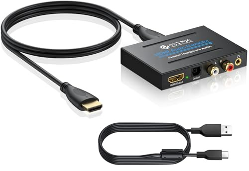 eSynic Professioneller HDMI-Audio-Extraktor, 4K-HDMI-Optischer Adapter, Audio-Splitter mit SPDIF, L/R und 3,5 mm Ausgang für PCM2.0, Dolby, DTS5.1