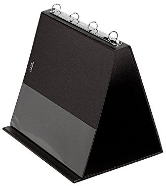 VELOFLEX - Tisch Flipchart DIN A4 Querformat mit 4-Ring-Mechanik | 10 Sichthüllen, 20 mm Füllhöhe, erweiterbar auf 40 Sichthüllen, Klarsichttasche, Aufstellkante