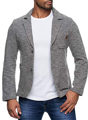 Reslad Herren-Sakko Sportlich Jakett Anzug Jacke Slim Fit Freizeit Blazer-Herren RS-1421 Grau L