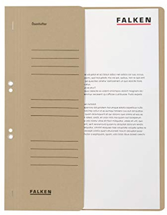 Original Falken 50er Pack Ösenhefter. Made in Germany. Aus Recycling-Karton mit halbem Vorderdeckel und kaufmännischer Heftung für DIN A4 grau Hefter Sammelmappe Blauer Engel