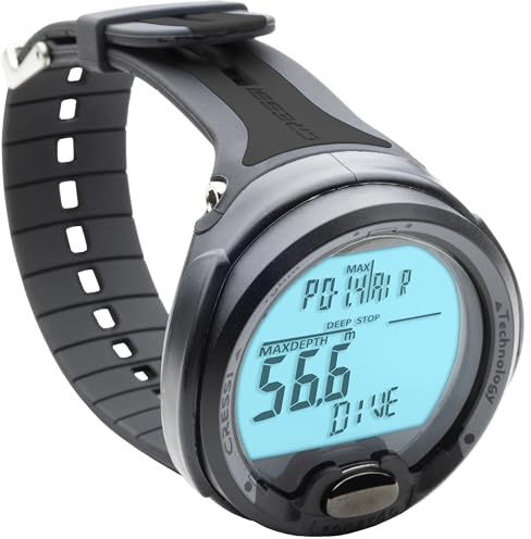 Cressi Leonardo Tauchcomputer – Luft/Nitrox & Gauge-Modus – EIN-Knopf-Bedienung, Hochkontrast-Display – 120m wasserdicht, Benutzerwechselbare Batterie, Deep Stop, CNS O₂ Indikator