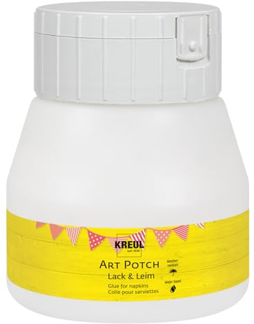KREUL 49252 - Art Potch Lack und Leim, transparent, 250 ml, Serviettentechnik- und Dekokleber auf Wasserbasis, für Holz, Keramik, Stein und Karton