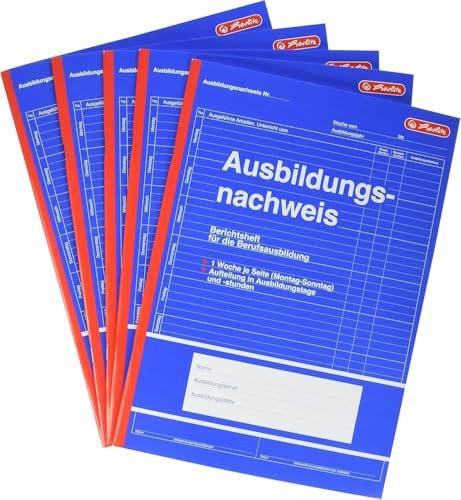 Herlitz 840702 Berichtsheft für Berufsausbildung, A4, 28 Blatt, 5-er Pack (5)