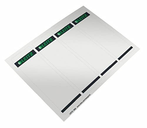 Leitz PC-beschriftbare Rückenschilder selbstklebend für Standard- und Hartpappe-Ordner, 100 Stück, Kurzes und breites Format, 62 x 192 mm, Papier, grau, 16852085