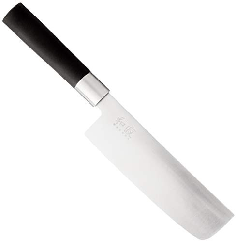 KAI Wasabi Black Nakiri 16,5 cm Klingenlänge - rostfreier 6A/1K6 Edelstahl poliert 58 (±1) HRC - schwarzer Polypropylen Griff - Gemüsemesser - Made in Japan